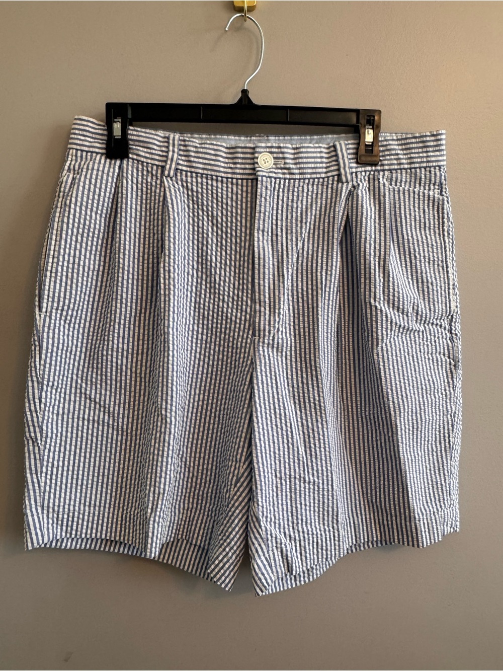Brooks Brothers Men's 34 Blue White Seersucker Cotton Shorts